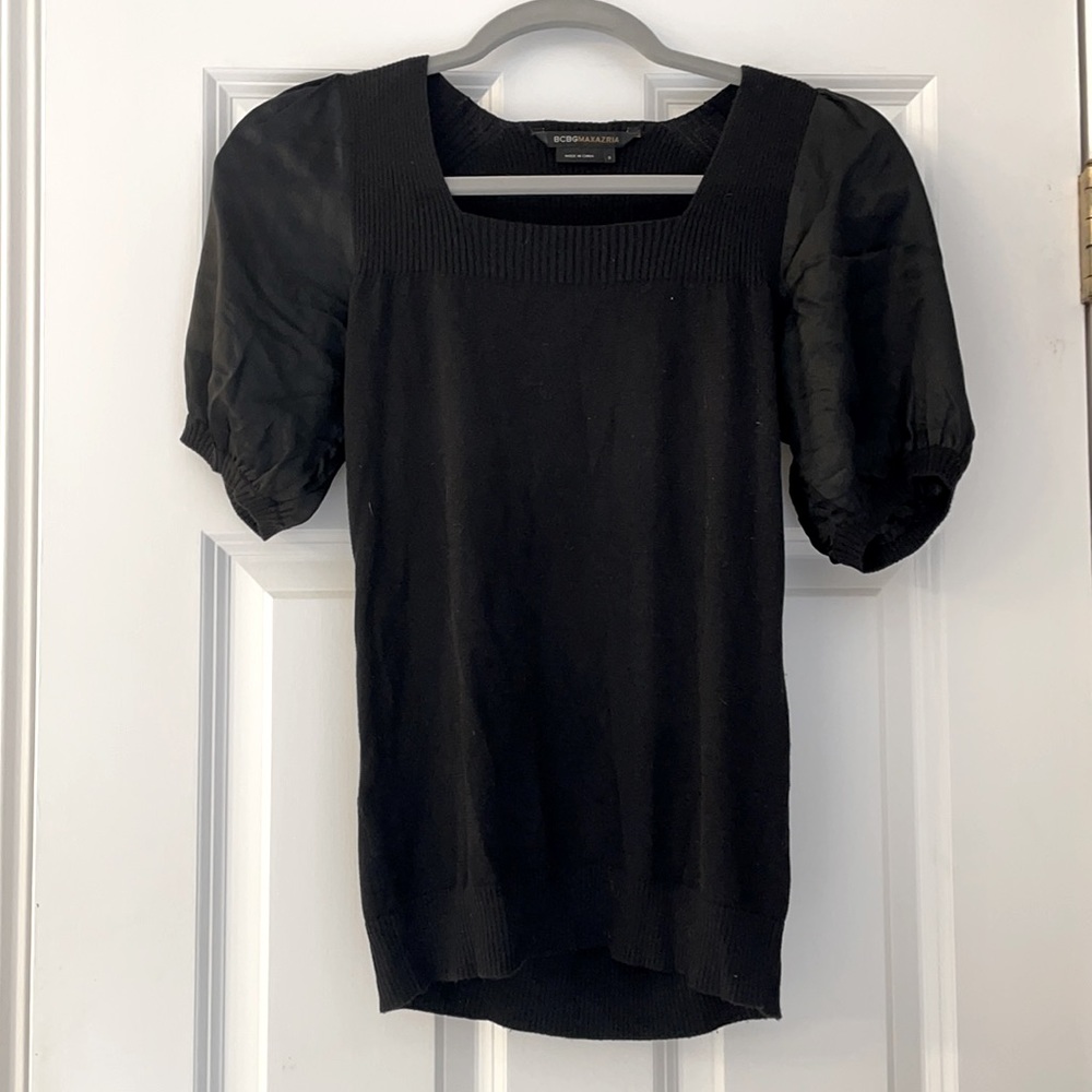Bcbg silk sleeves and silk blend top